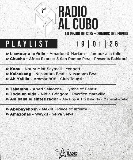 Radio al Cubo - Lu. 19 Ene 2026 Radio al Cubo - Lu. 19 Ene 2026