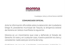“Nadie por encima de la ley”: Morena tras la captura del alcalde de Tequila