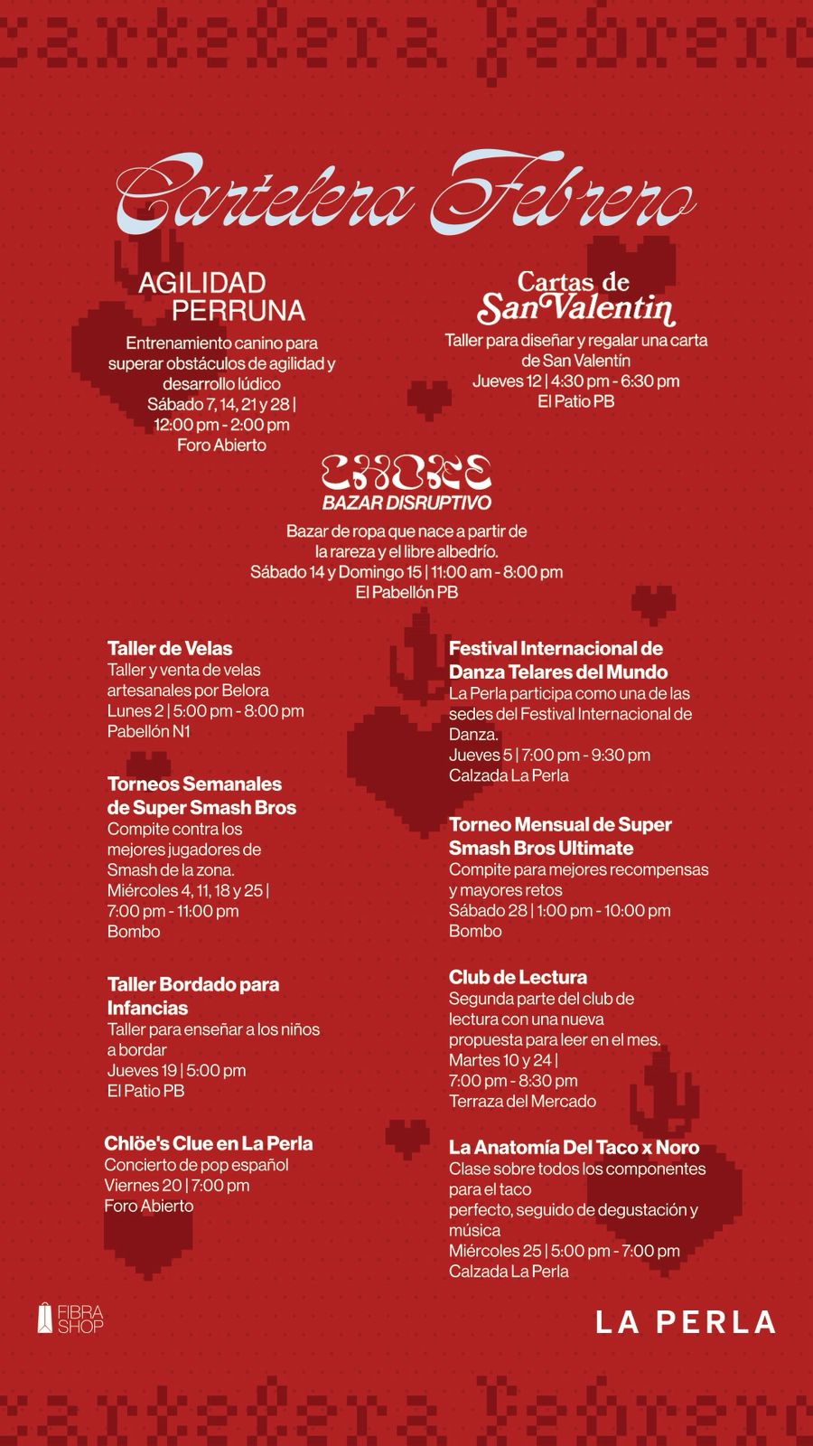 Por San Valentín, el Centro de vida La Perla tendrá un programa artístico y cultural durante febrero