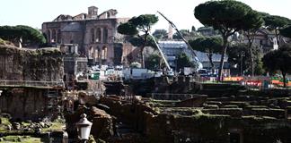 Derriban algunos de los emblem&aacute;ticos pinos cerca del Coliseo de Roma