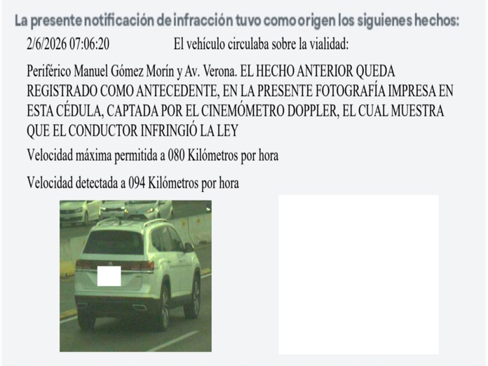 Recibe fotoinfracción con la imagen de una camioneta blanca, pero la suya es gris