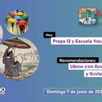 Libros con lluvia y lluvia con libros. Escuela vocacional y prepa 12. Luvina Joven Radio 7 junio 2026