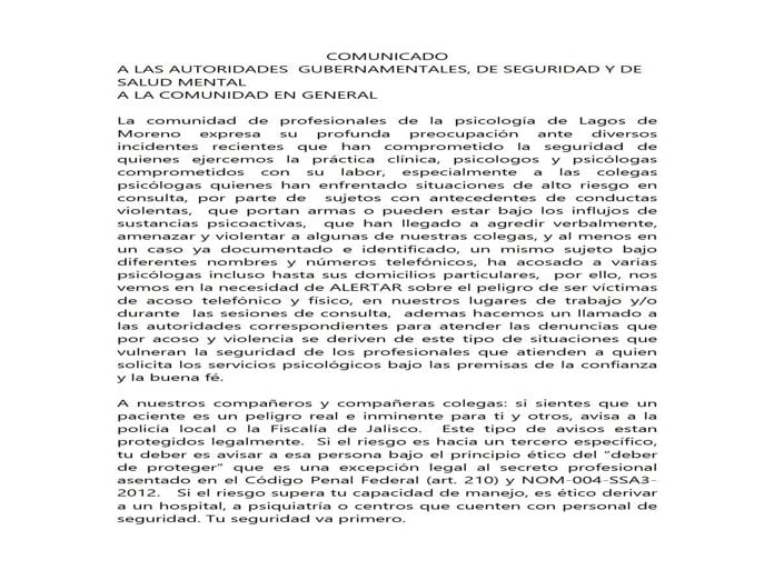 Profesionales de la Psicología de Lagos de Moreno se unen contra el acoso