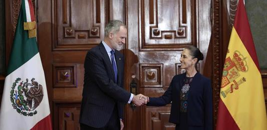 Claudia Sheinbaum recibe al rey Felipe VI en Palacio Nacional de Ciudad de México