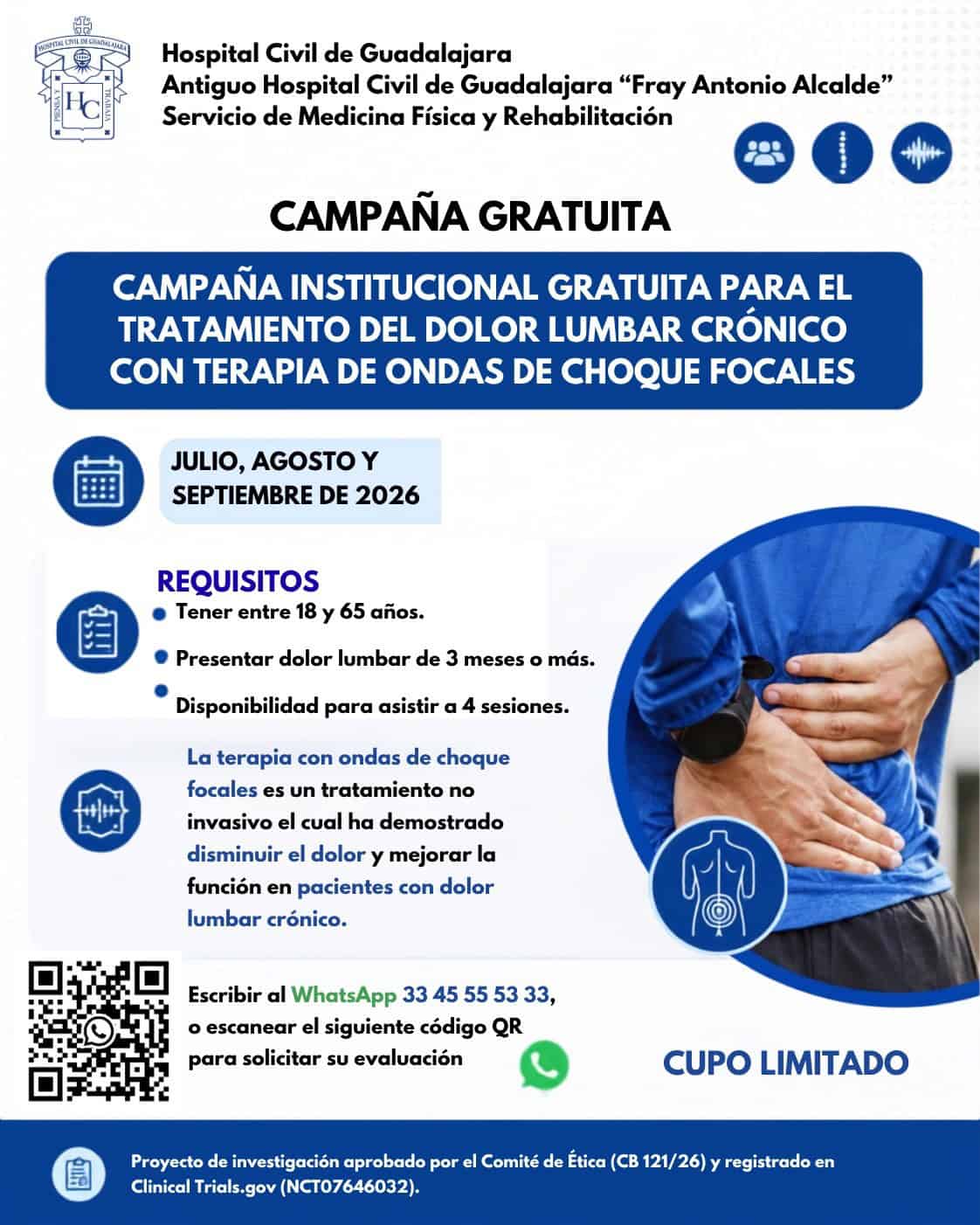 ¿Sufres dolor de espalda? El Hospital Civil lanza campaña con tratamiento gratuito ¿Sufres dolor de espalda? El Hospital Civil lanza campaña con tratamiento gratuito