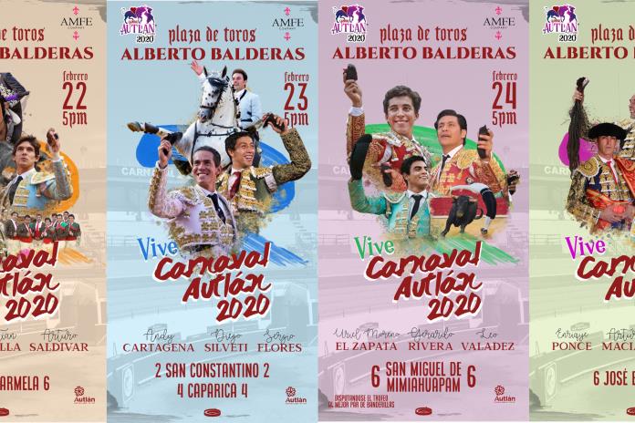 Cuatro corridas formales conforman el serial taurino del Carnaval Autlán 2020