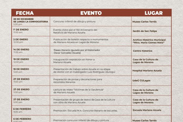 Actividades del festival cultural Dr. Mariano Azuela