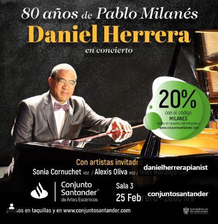 El pianista Daniel Herrera rendirá homenaje a Pablo Milanés en el Conjunto Santander