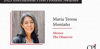 María Teresa Montaño de The Observer será galardonada con el premio Premio internacional por la libertad de prensa del CPJ